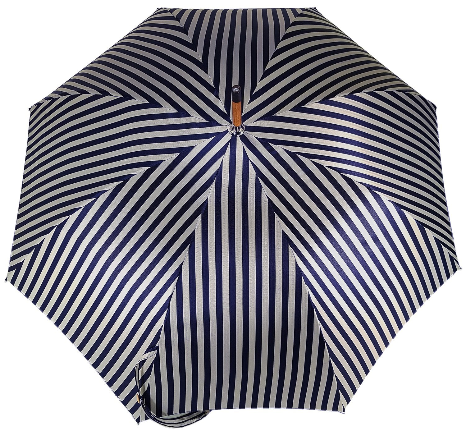 Men's Double Canopy Umbrella – Blue Striped Jacquard Fabric, Wind Resistant Rain Gear