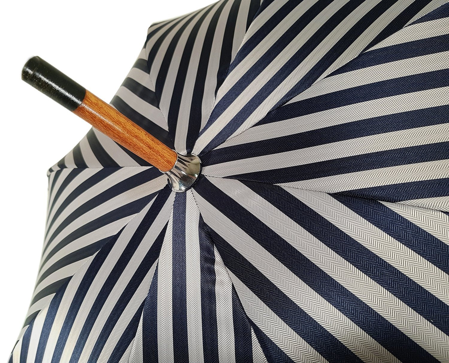 Men's Double Canopy Umbrella – Blue Striped Jacquard Fabric, Wind Resistant Rain Gear