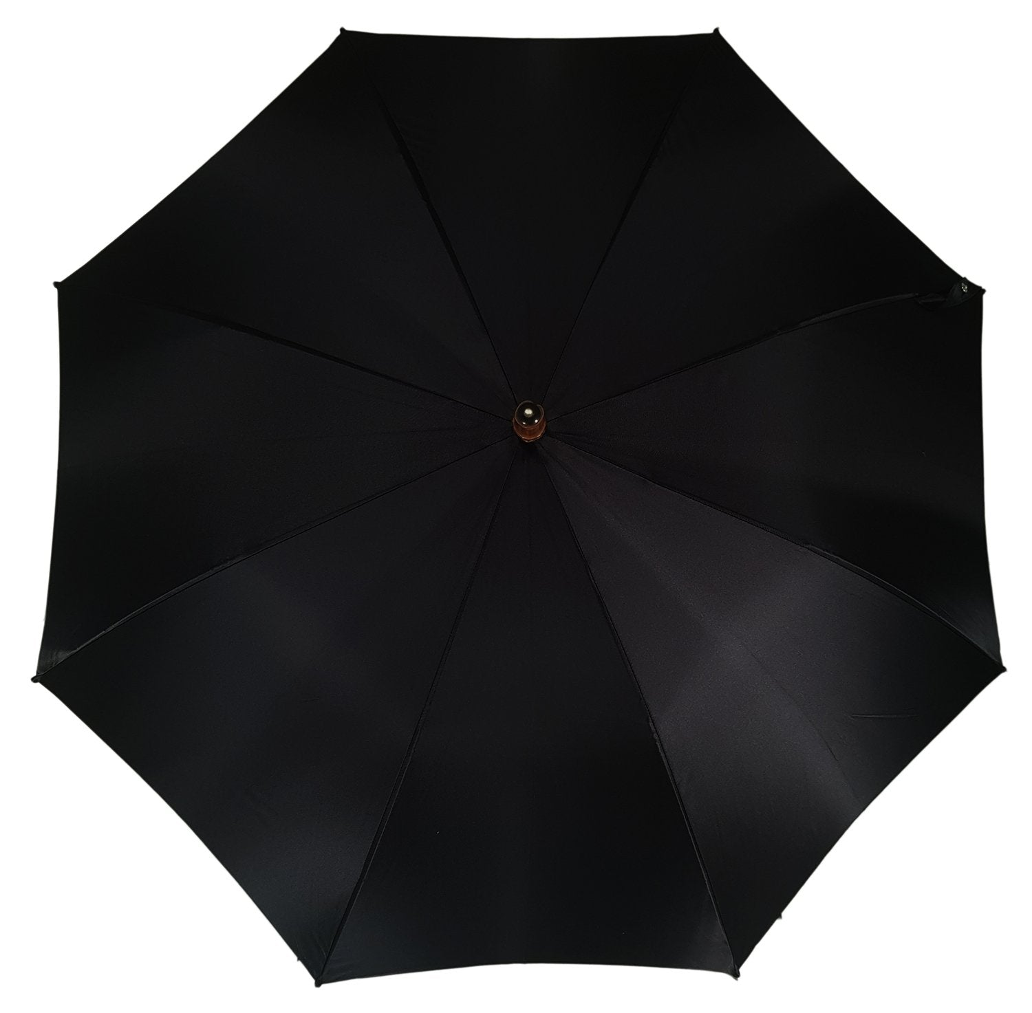 Automatic Black Umbrella | Elegant Men's Classic Rain Gear with Silver Frame and Bamboo Handle