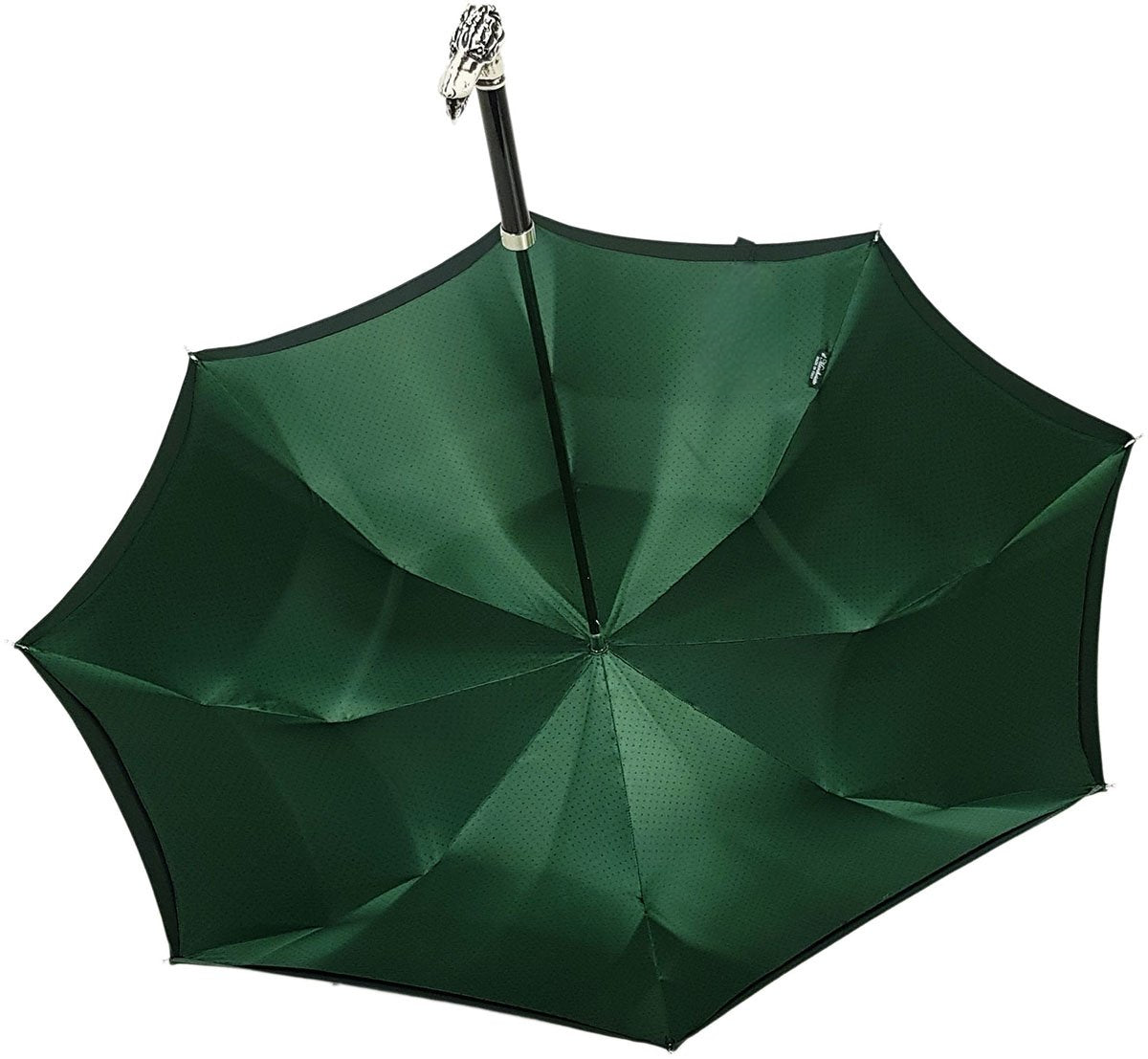 Men's Double Canopy Umbrella - Luxury Italian Polyester, Dog Handle, Black Green Satin
