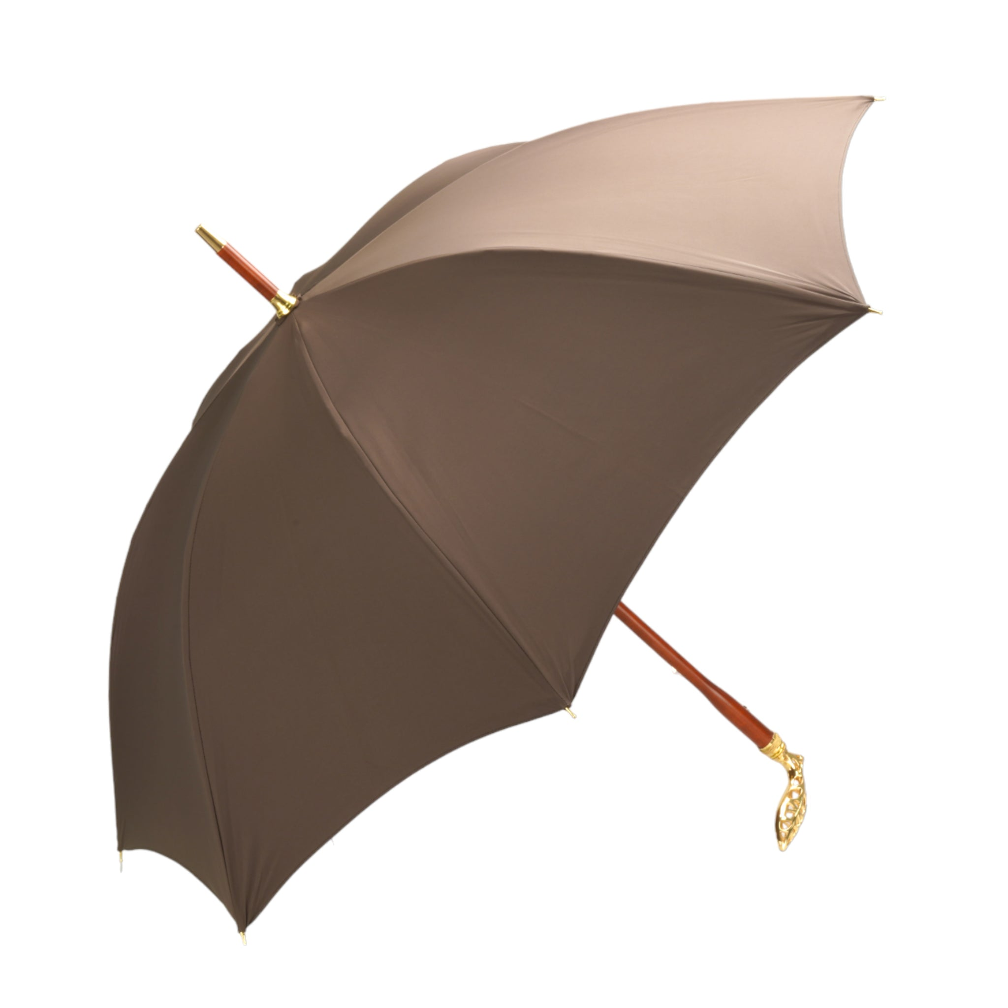 Double Canopy Umbrella – Luxury Rain Umbrella with 24K Gold Handle & Jacquard Fabric
