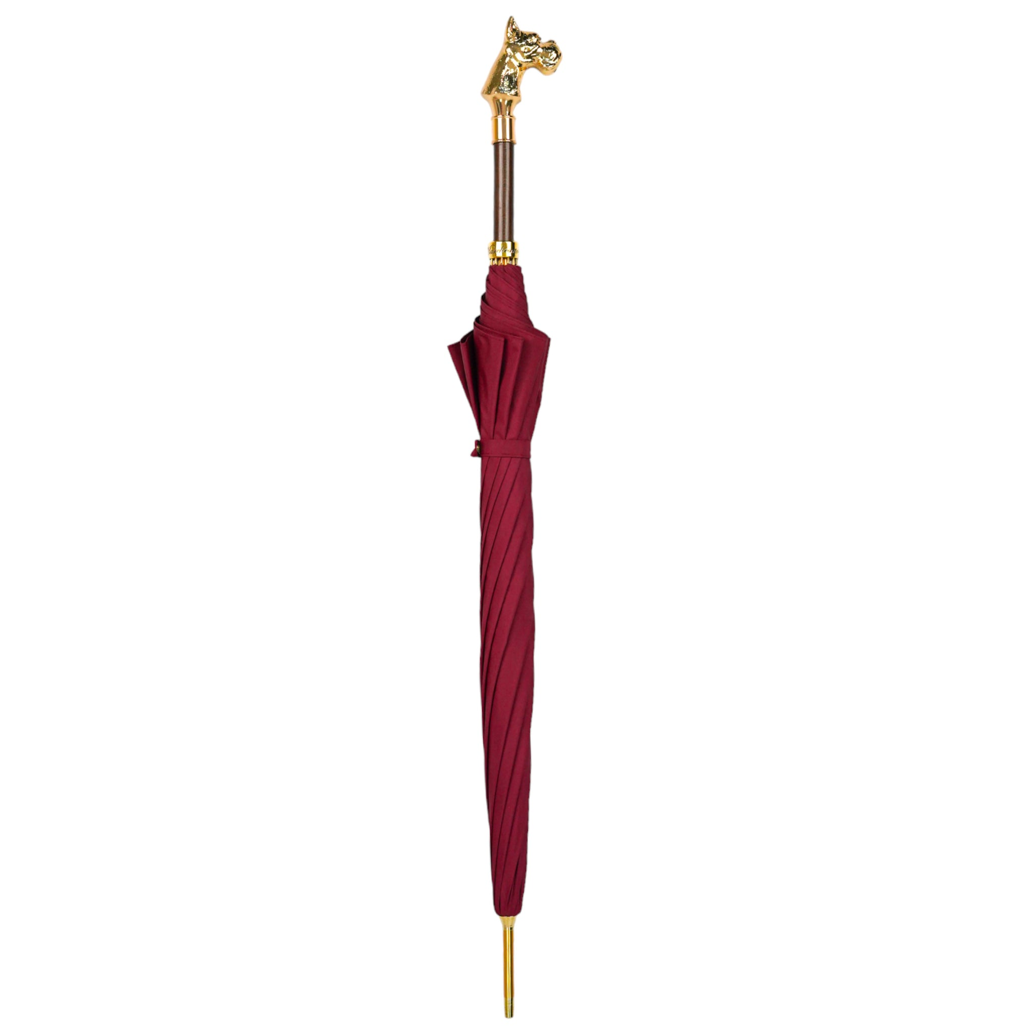 Luxury Men's Umbrella – Burgundy Gentlemen's Automatic Rain Umbrella with 24K Gold Handle