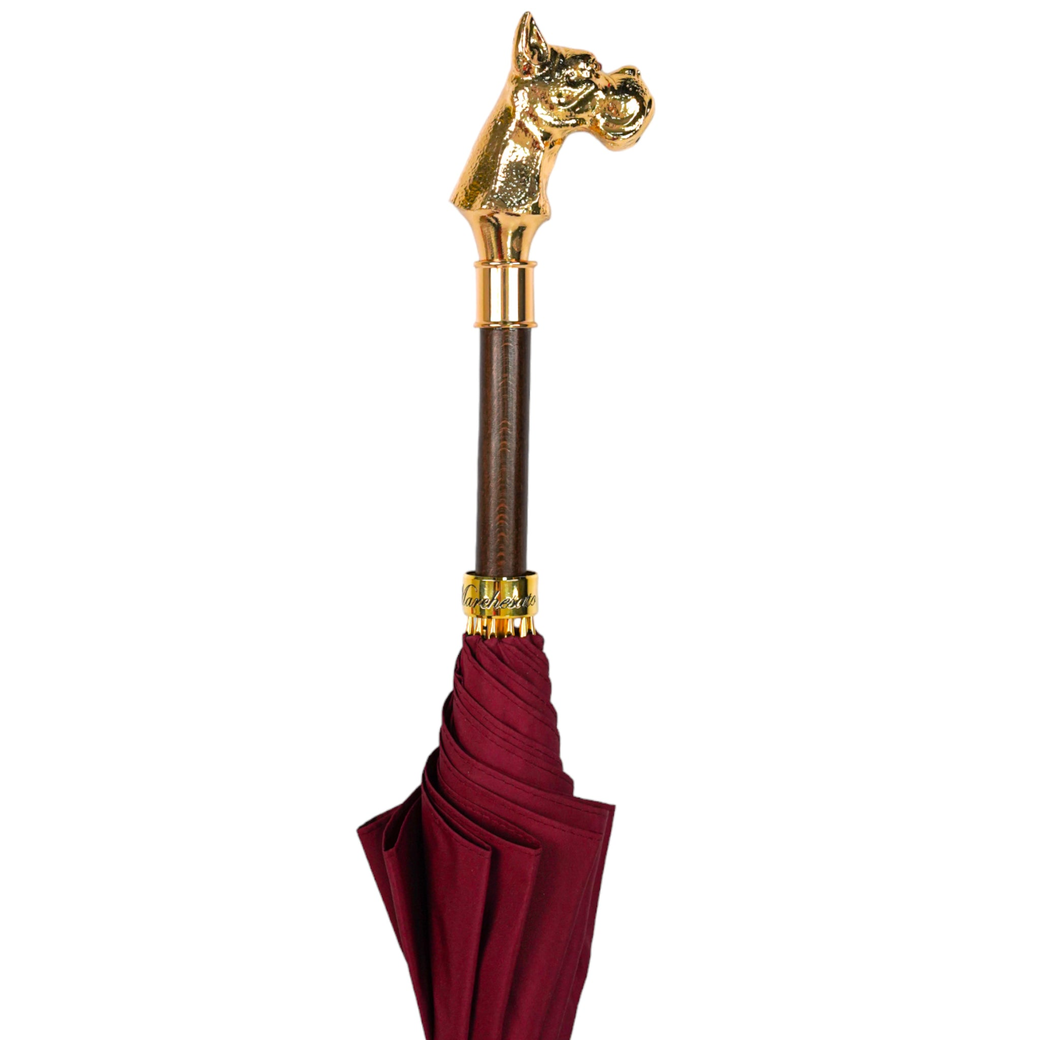Luxury Men's Umbrella – Burgundy Gentlemen's Automatic Rain Umbrella with 24K Gold Handle