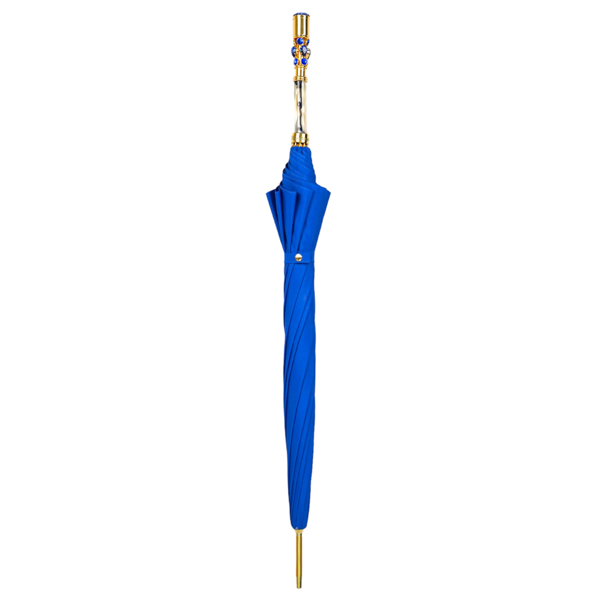 Luxury Umbrella - Elegant Blue Canopy | 24K Gold Handle, Automatic Open Umbrella
