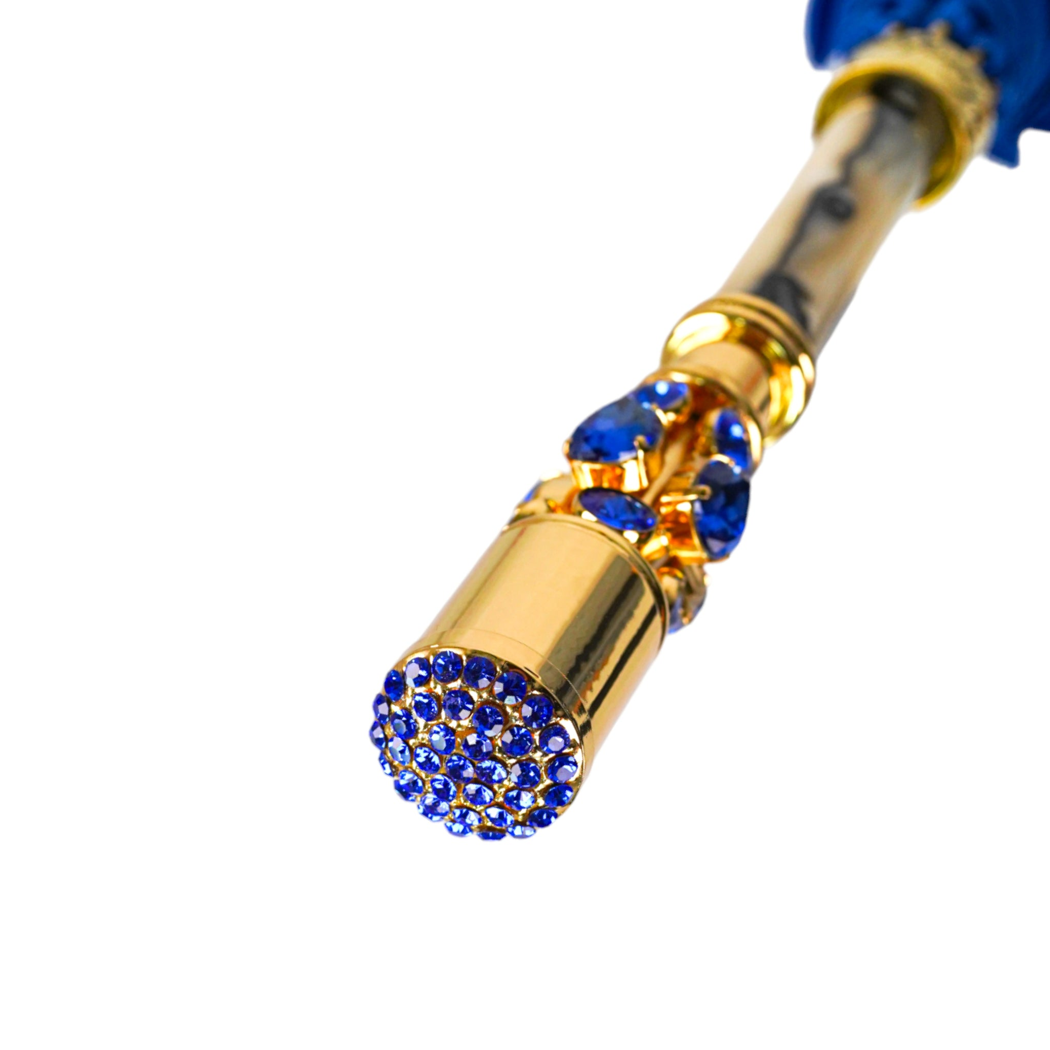 Luxury Umbrella - Elegant Blue Canopy | 24K Gold Handle, Automatic Open Umbrella