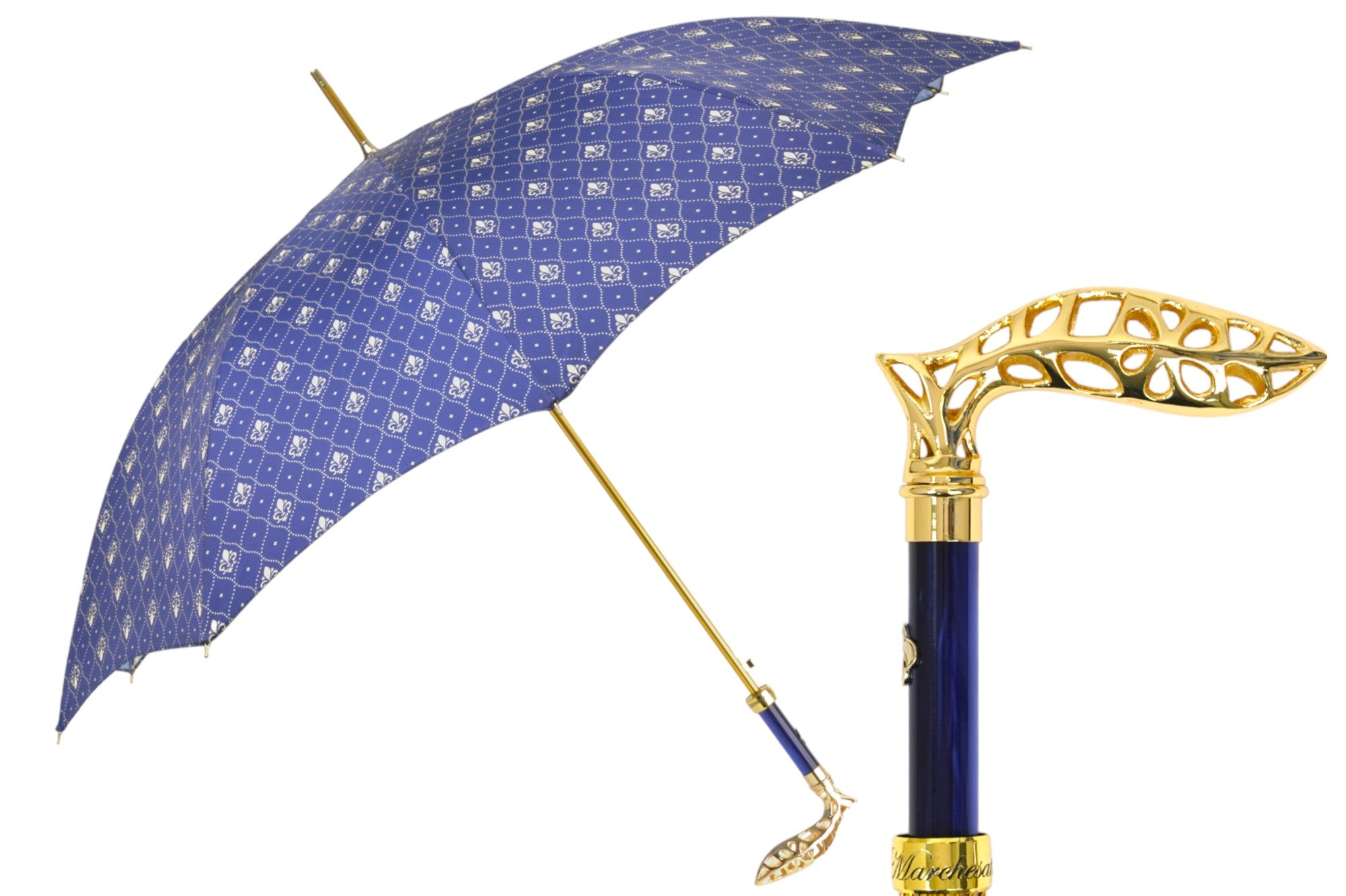 Men's Luxury Umbrella – Handmade Italian Rain Umbrella with Gold Plated Handle