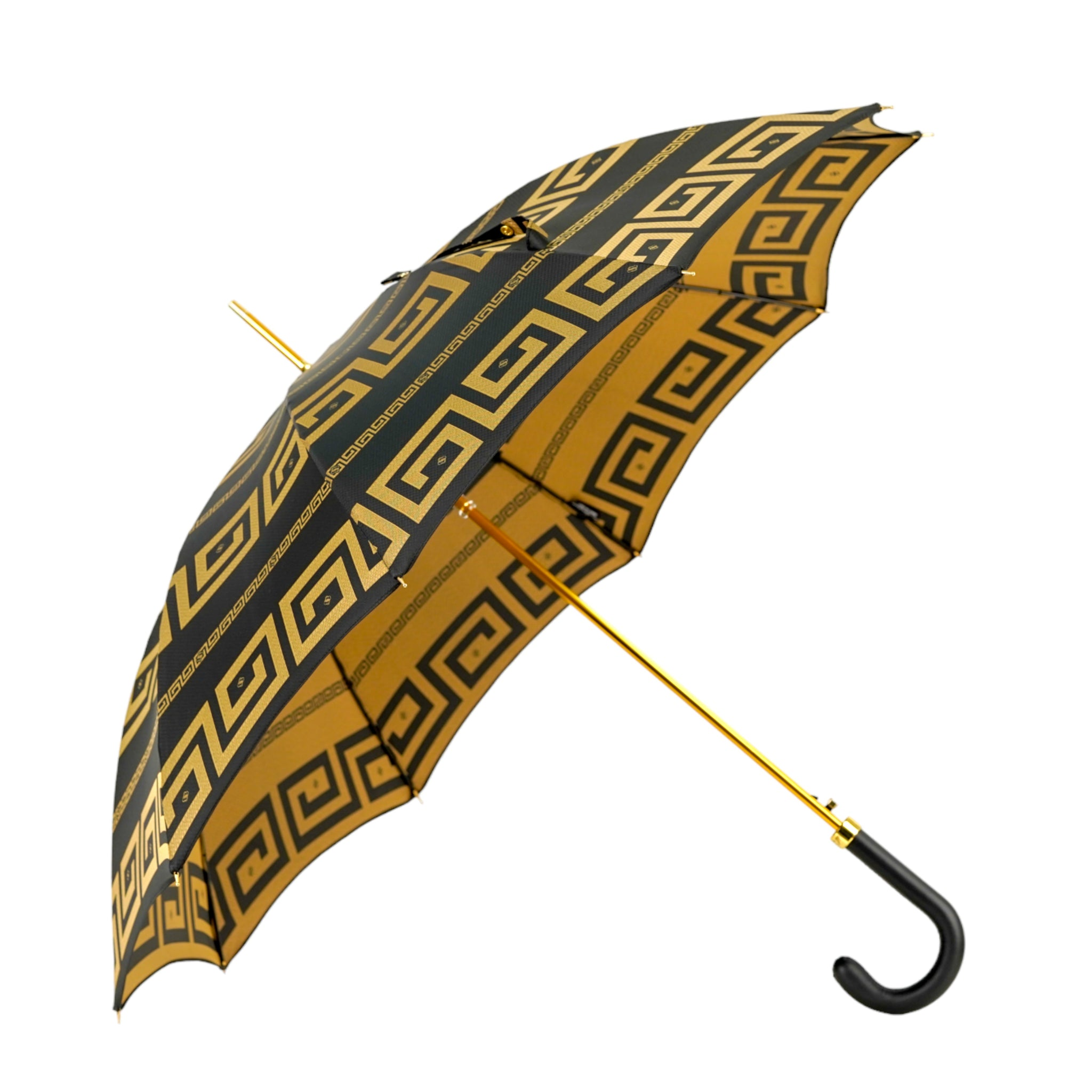 Italian Leather Handle Umbrella – Luxury Men's Rain Gear With Fiber Carbon Frame