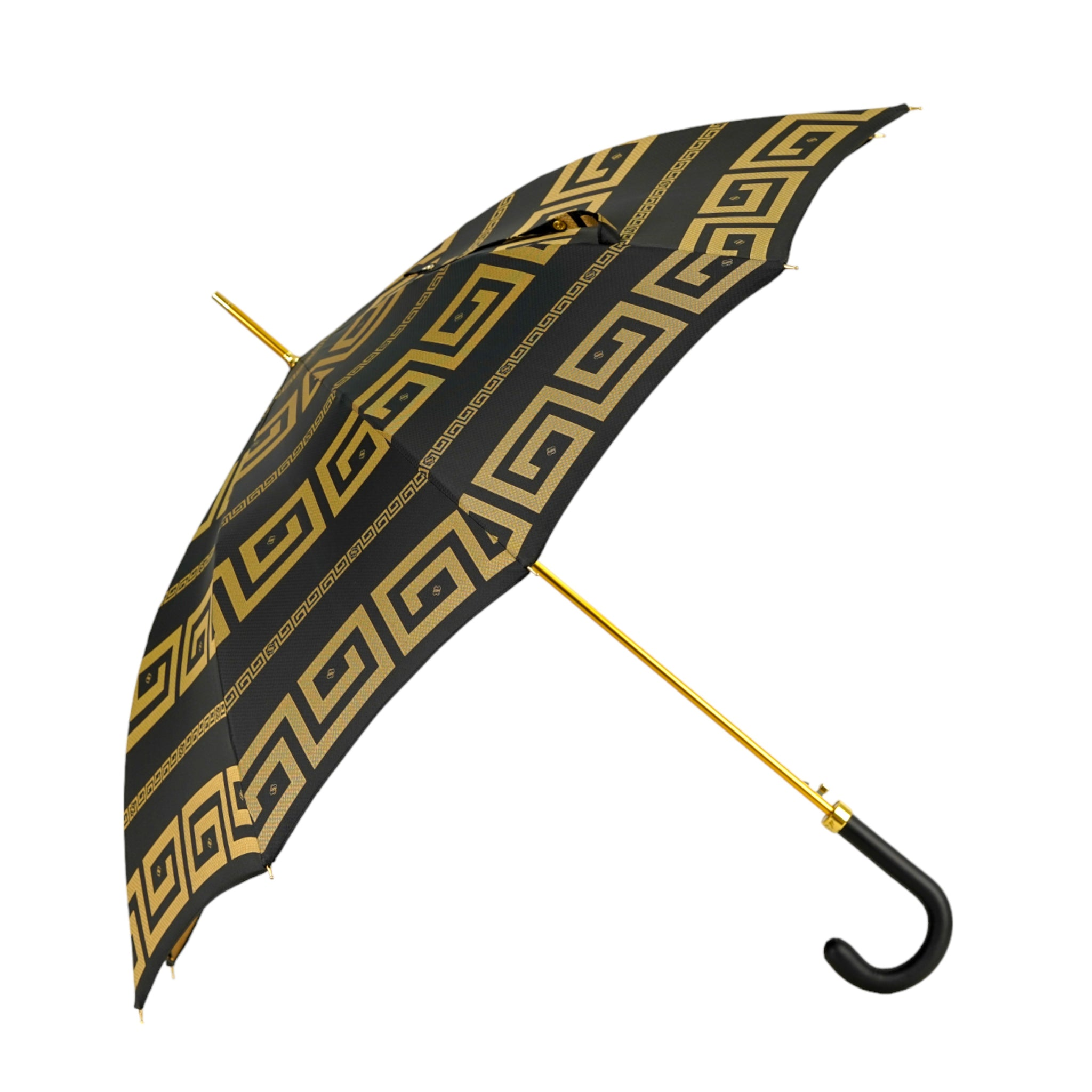 Italian Leather Handle Umbrella – Luxury Men's Rain Gear With Fiber Carbon Frame