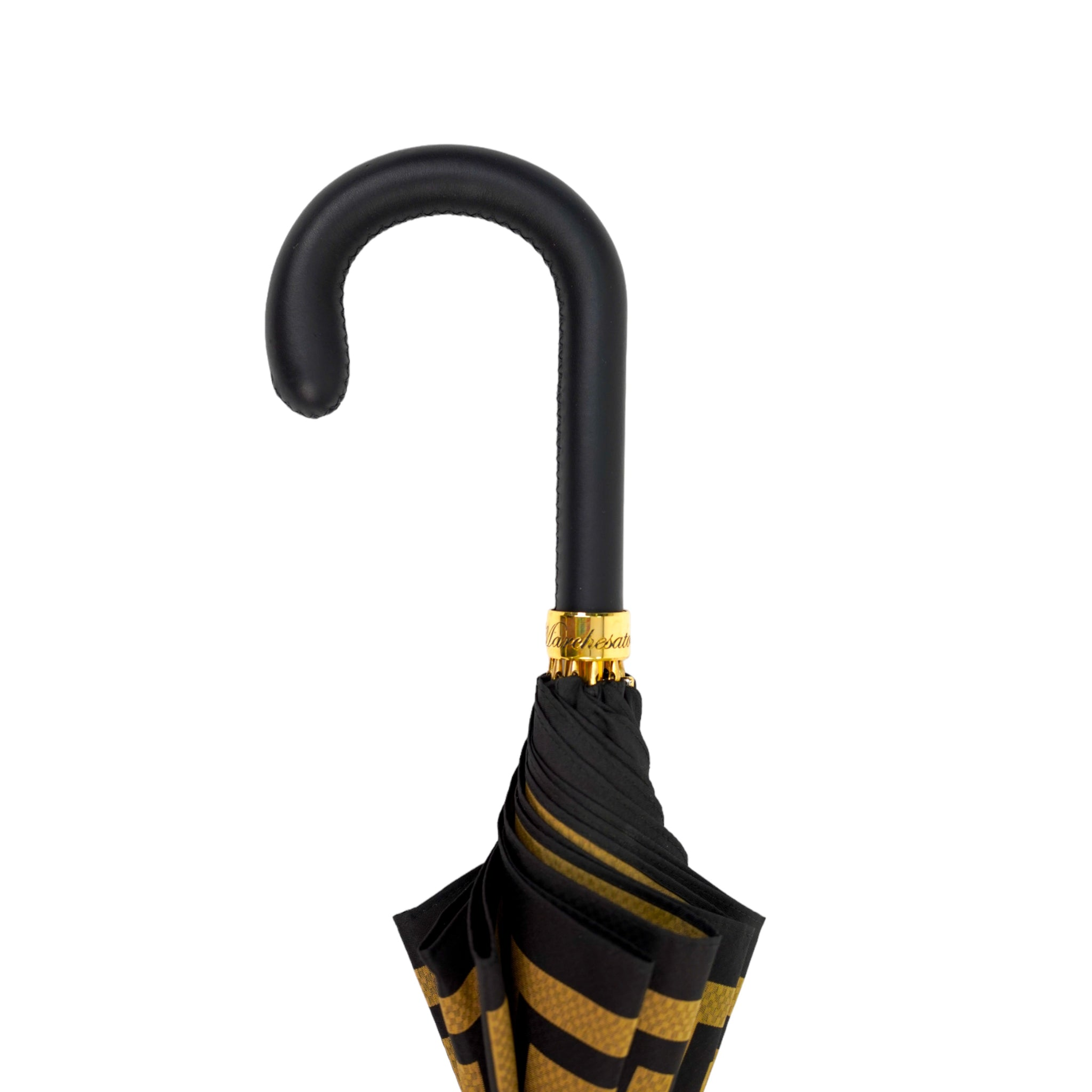 Italian Leather Handle Umbrella – Luxury Men's Rain Gear With Fiber Carbon Frame