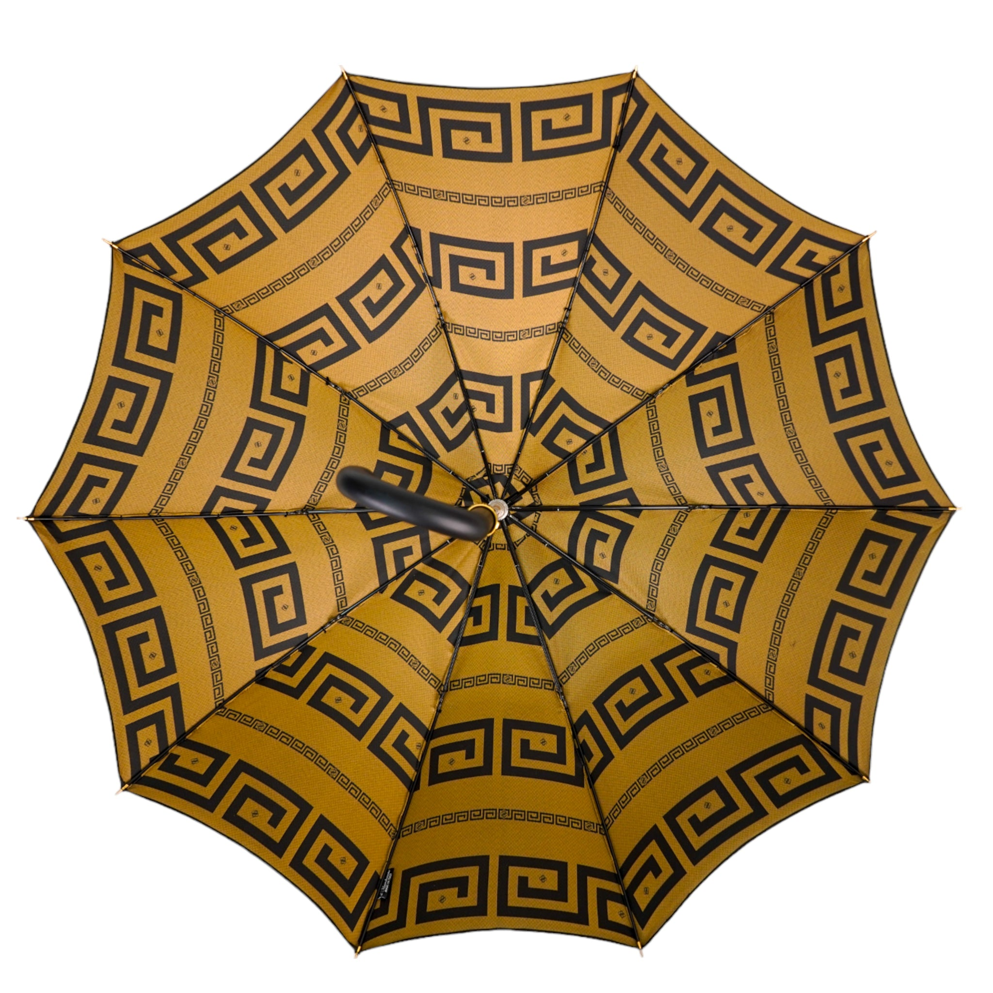 Italian Leather Umbrella - Handmade Greek Design, Carbon Fiber Ribs & Automatic Open
