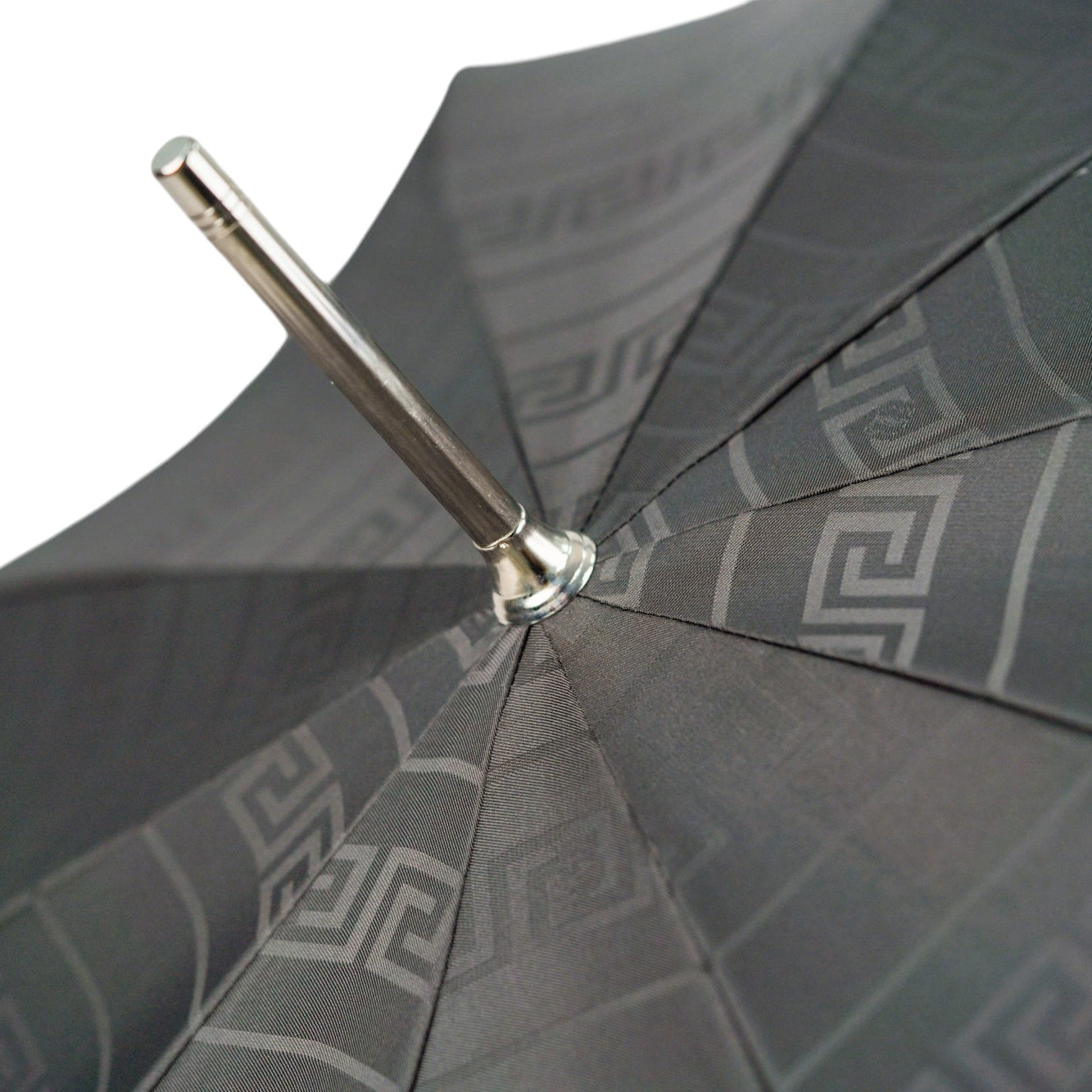 Silverplated Medusa Umbrella – Black Greek Pattern Automatic Opening Rain Umbrella