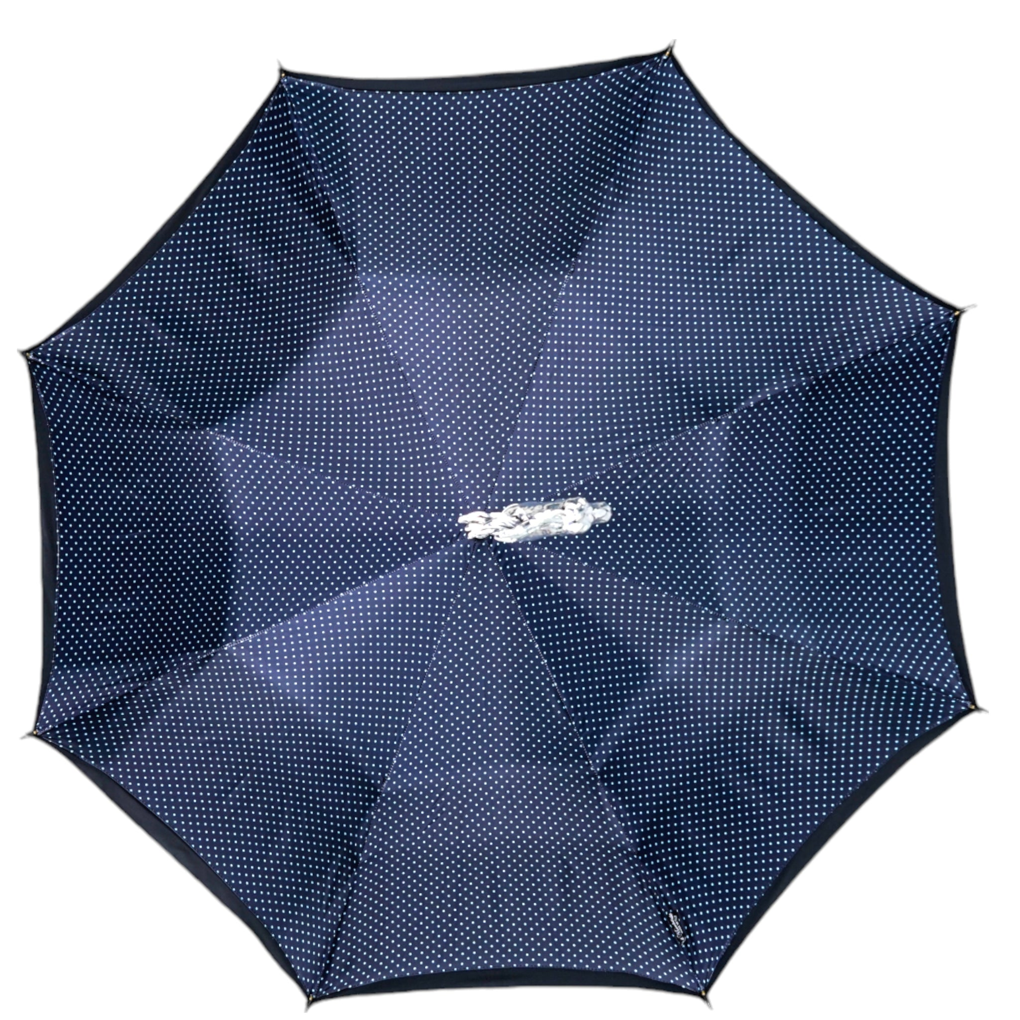 Men's Elegant Umbrella – Polka Dot Rain Umbrella with Silver-Plated Horse Handle