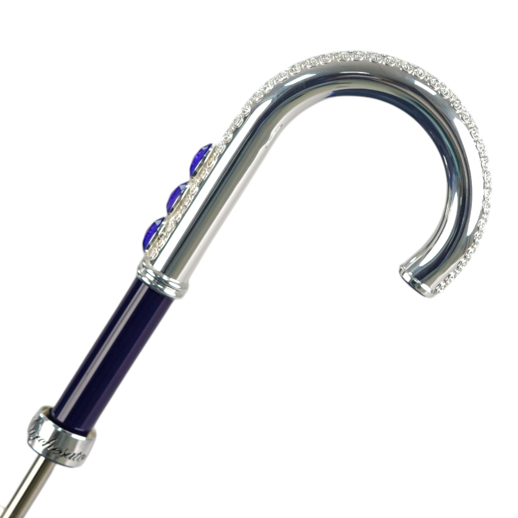 Royal Blue Men’s Umbrella – Luxury Automatic Open Umbrella with Sapphire Crystal Handle