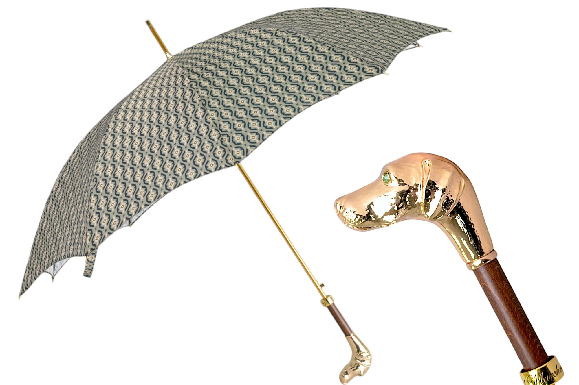 Luxury Gold Umbrella – 24K Gold Handle Hound Dog Automatic Rain Umbrella