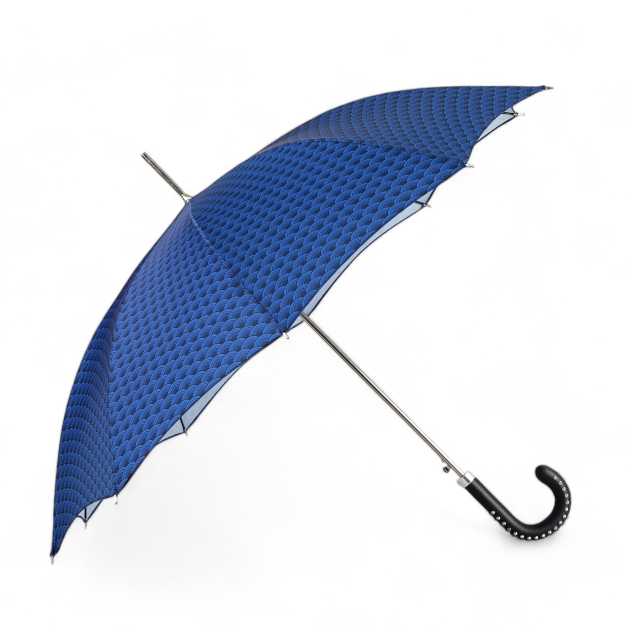 Men's Premium Umbrella Featuring Rock Style Studded Leather Handle & Durable Carbon Fiber Ribs