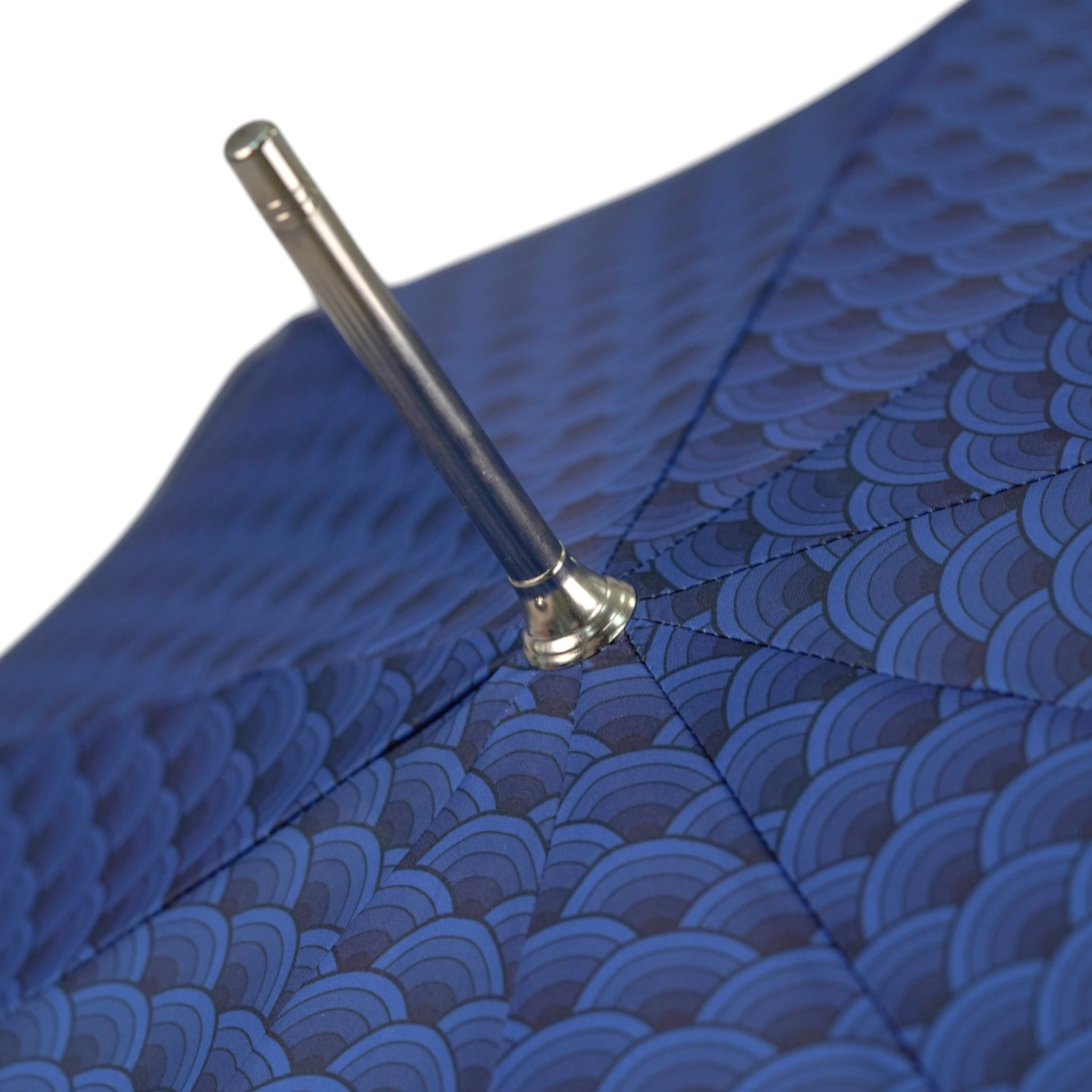 Men's Blue Umbrella – Automatic Rain Umbrella with Studded Leather Handle