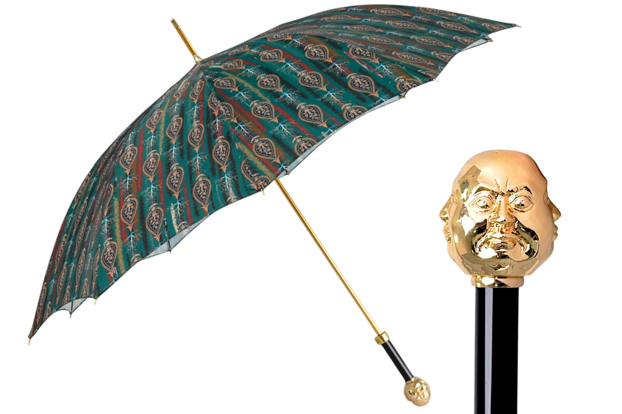 Paisley Men’s Umbrella – Automatic Opening, Gold-Plated Handle, Fibercarbon Frame