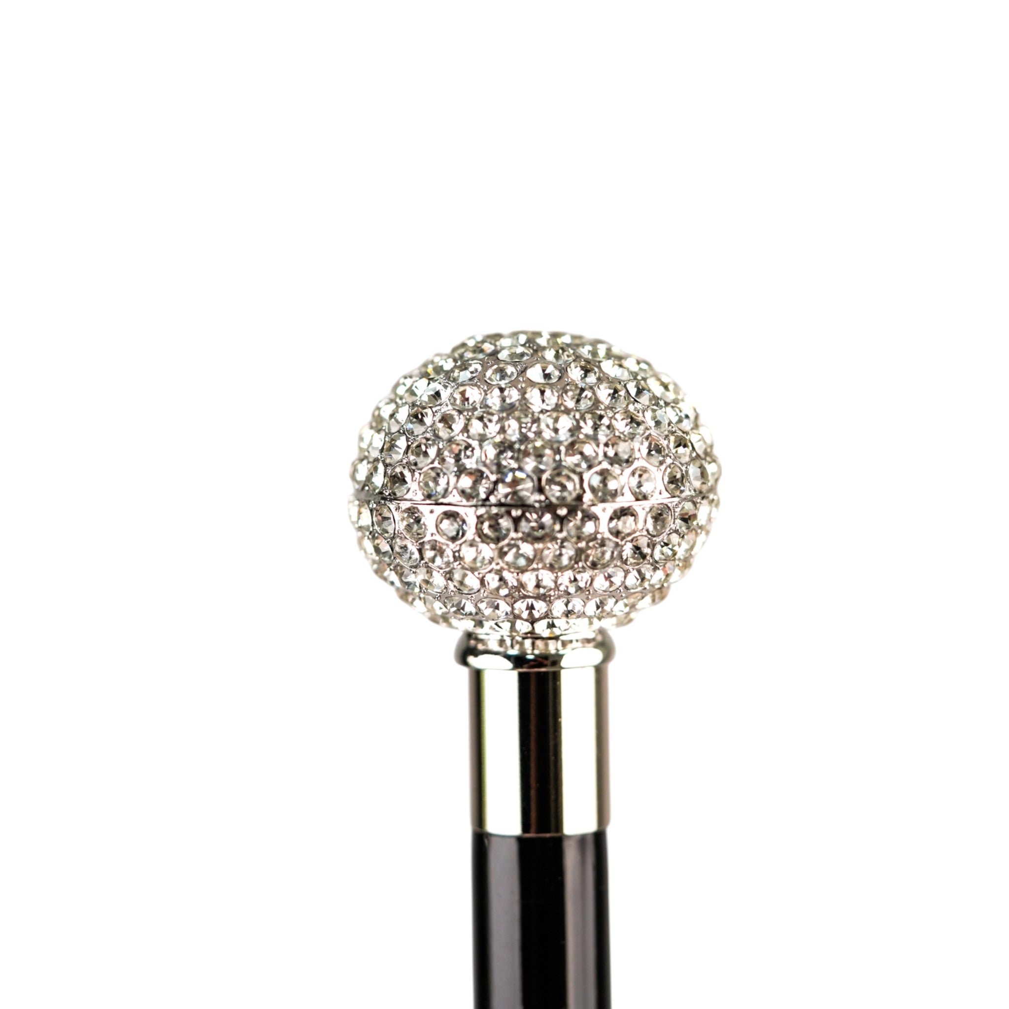 Luxury Striped Umbrella – Men's Rain Umbrella with Silverplated Handle & Crystal Accents