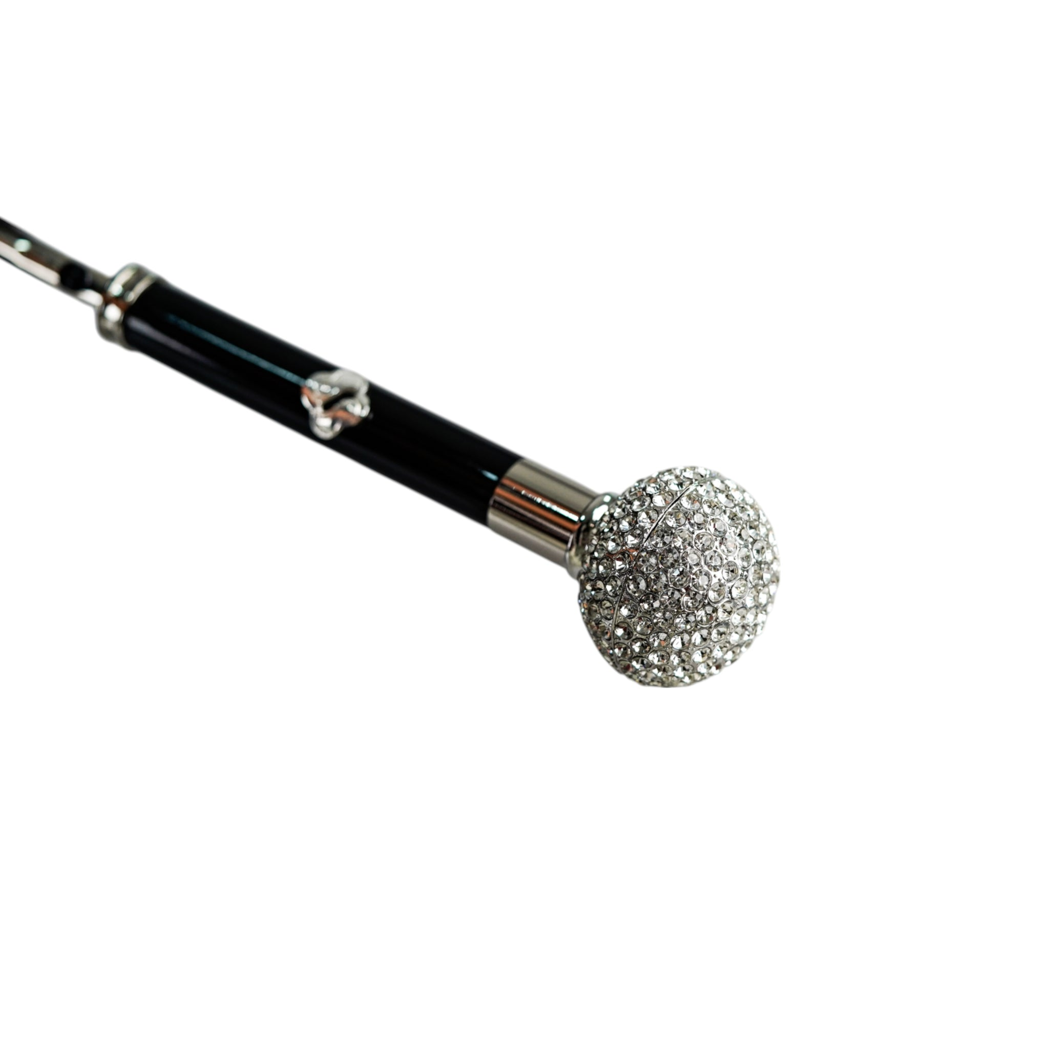 Luxury Striped Umbrella – Men's Rain Umbrella with Silverplated Handle & Crystal Accents