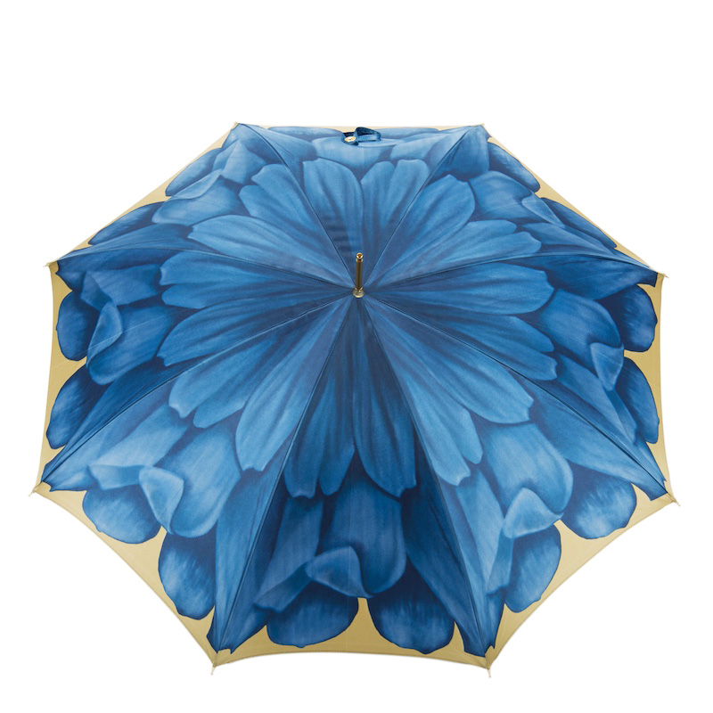 Blue Dahlia Umbrella – Handmade Italian Rain Umbrella With Polyester Canopy & Acetate Handle