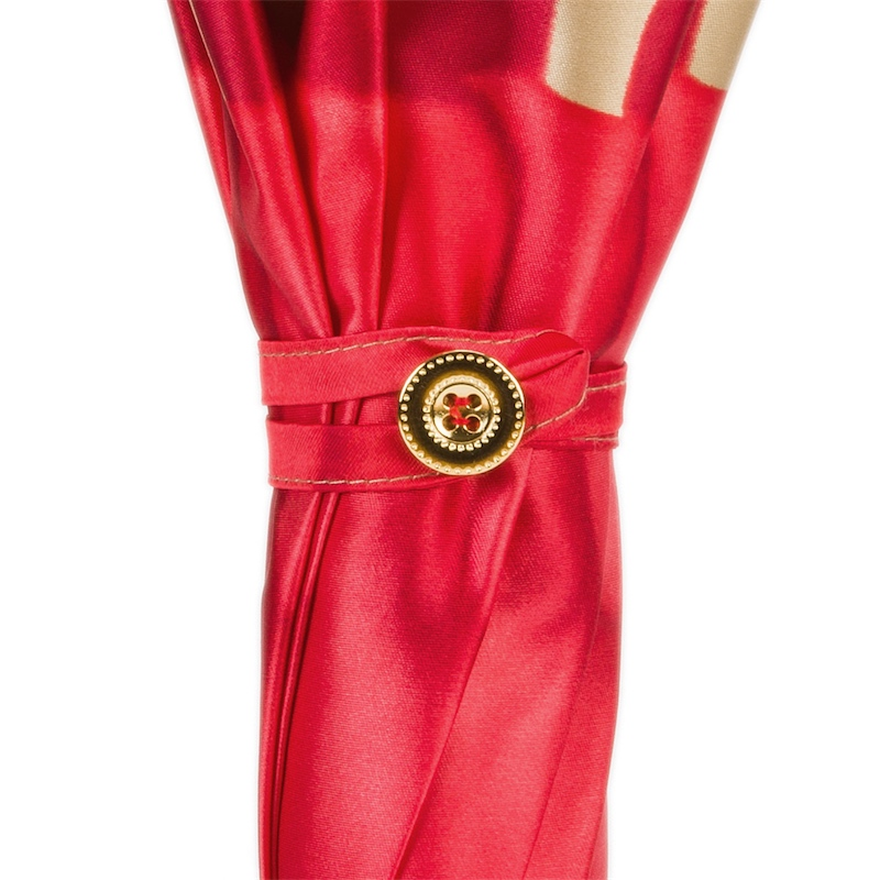 Luxury Red Umbrella – Handmade Italian Rain Umbrella With Leather Handle