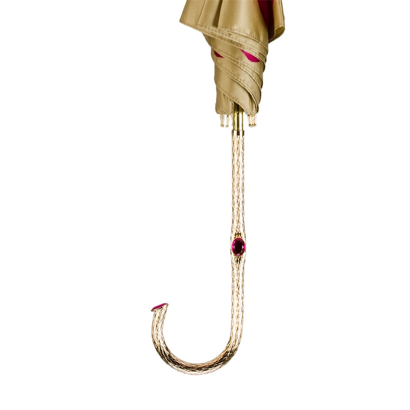 Fuchsia Dahlia Umbrella – Handmade Italian Rain Umbrella with Jeweled Brass Handle