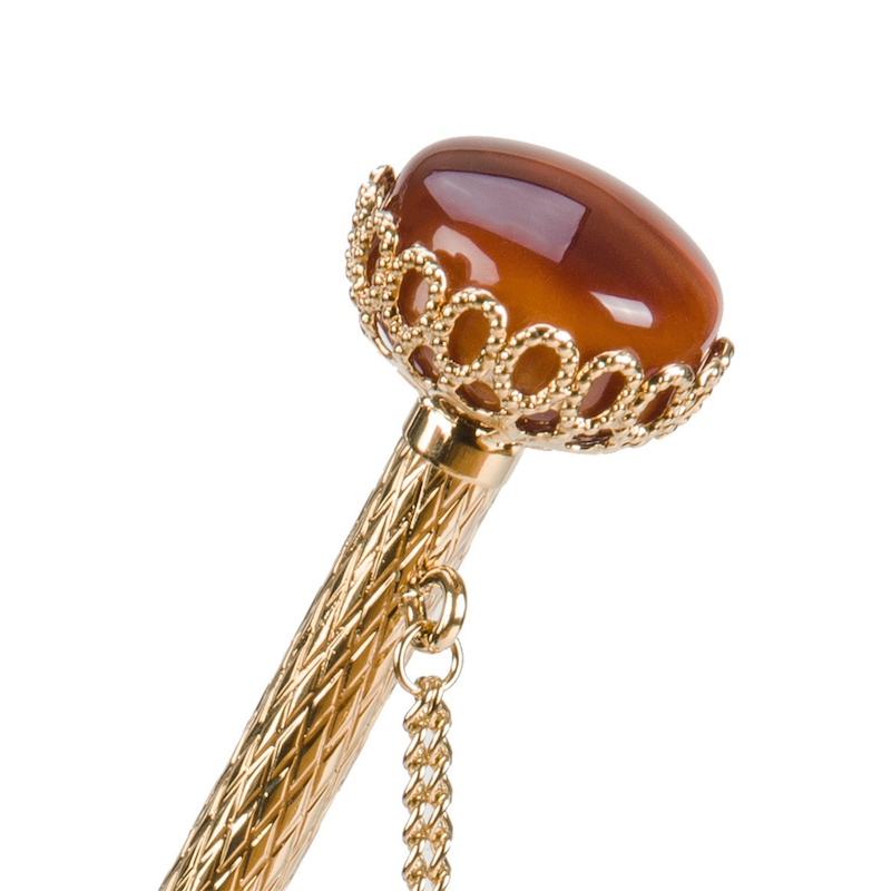 Luxury Dahlia Umbrella – Italian Handmade Designer Rain Umbrella With Jeweled Brass Handle