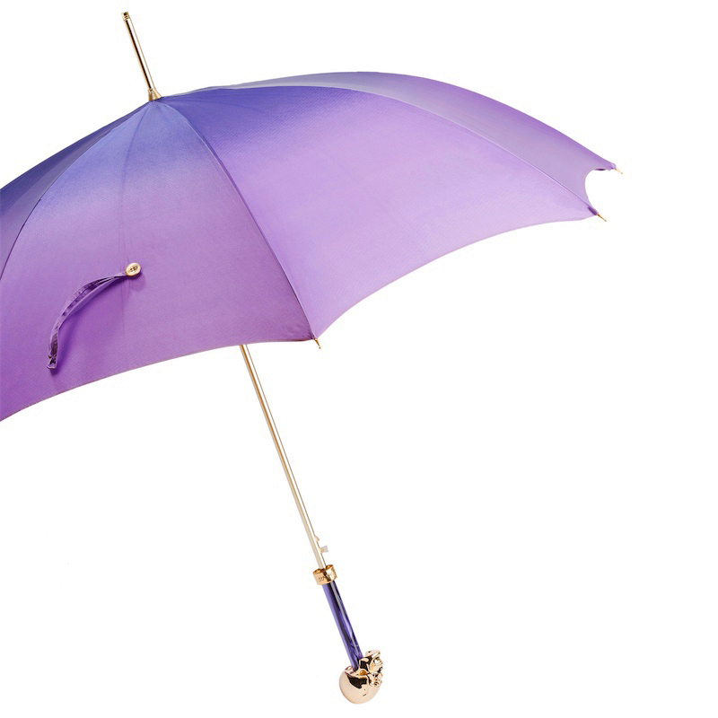 Purple Ombre Umbrella – Handmade Italian Rain Umbrella with Skull Handle