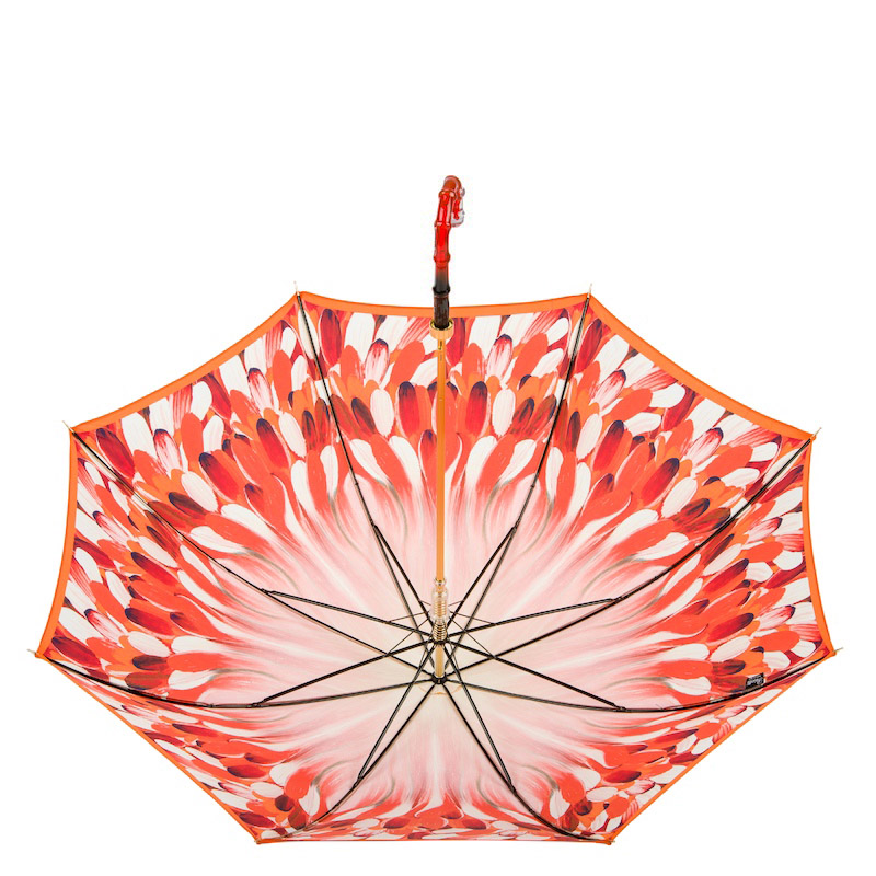 Luxury Umbrella – Italian Handmade Orange Brush Strokes Rain Protection