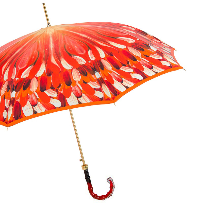 Luxury Umbrella – Italian Handmade Orange Brush Strokes Rain Protection