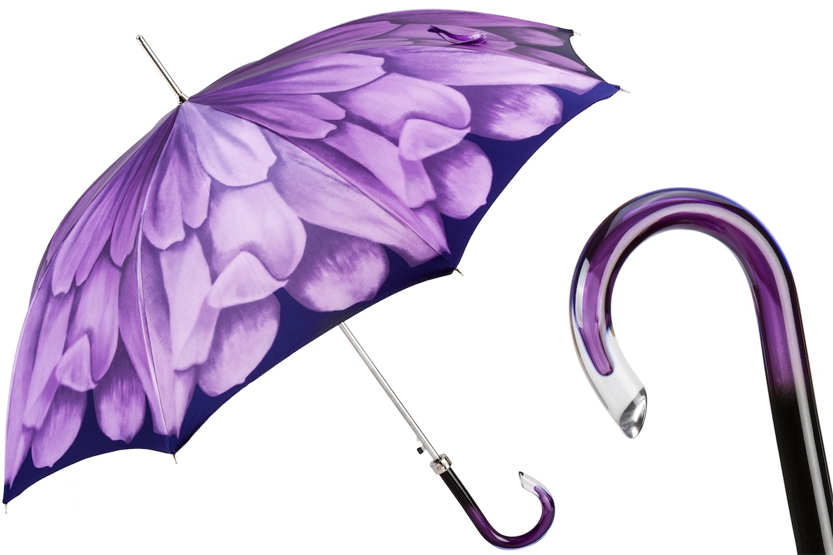 Luxury Automatic Umbrella – Purple Dahlia Handmade Italian Rain Protection