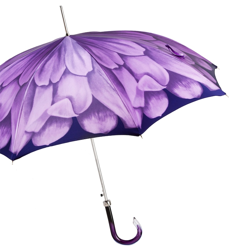 Luxury Automatic Umbrella – Purple Dahlia Handmade Italian Rain Protection