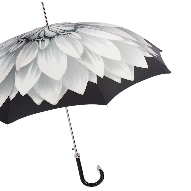 Silver Sunflower Umbrella – Automatic, Handmade Italian Polyester Canopy with Acetate Handle