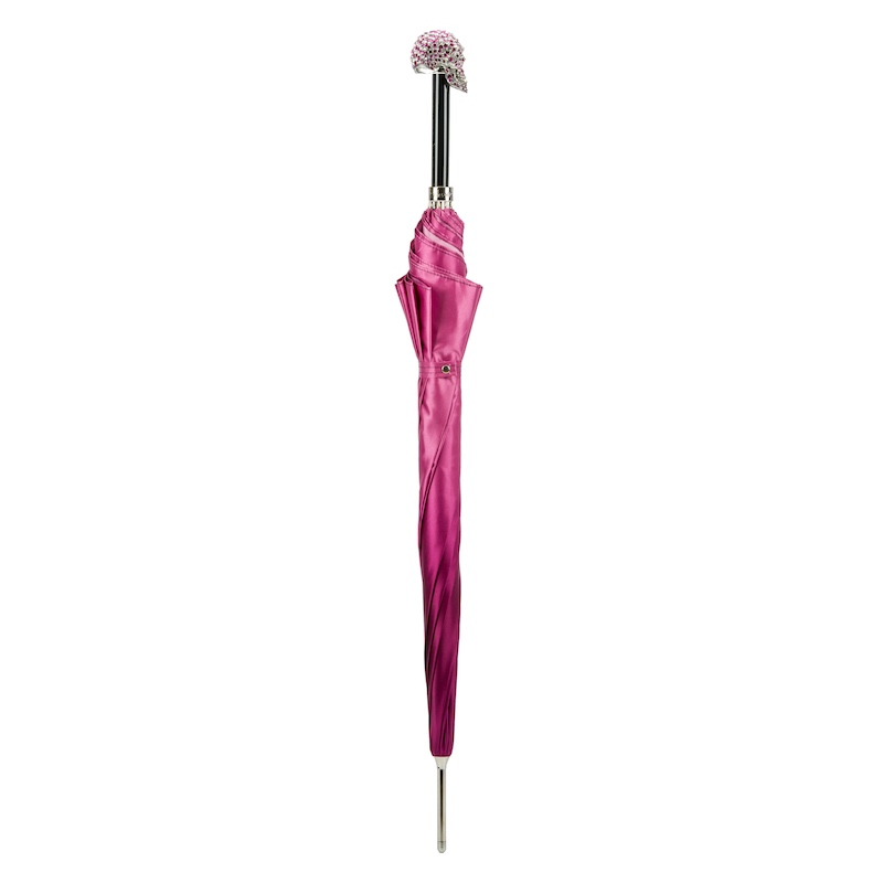 Fuchsia Woman Umbrella - Automatic Luxury Crystal Handle Rain Accessory
