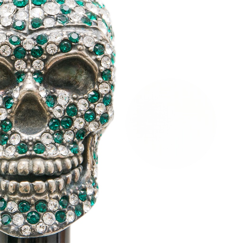 Swarovski Skull Umbrella – Automatic Green Luxury Rain Umbrella With Crystal Handle