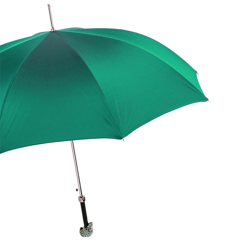 Swarovski Skull Umbrella – Automatic Green Luxury Rain Umbrella With Crystal Handle
