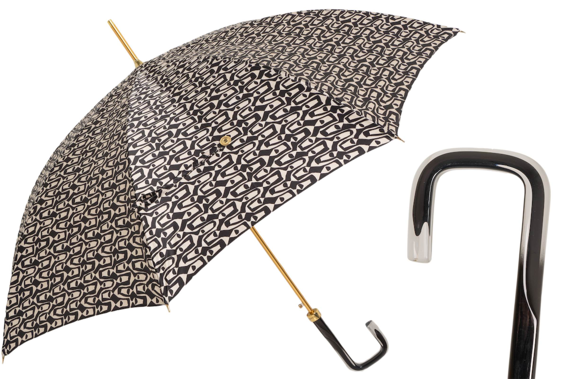 Pasotti handmade Italian mosaic design acetate handle rain umbrella with automatic opening, stylish and durable for rainy days
