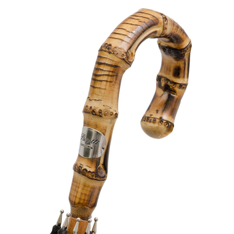 Black Bamboo Umbrella – Handmade Italian Rain Umbrella with Natural Bamboo Handle