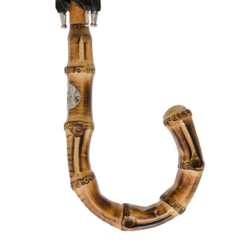 Black Bamboo Umbrella – Handmade Italian Rain Umbrella with Natural Bamboo Handle