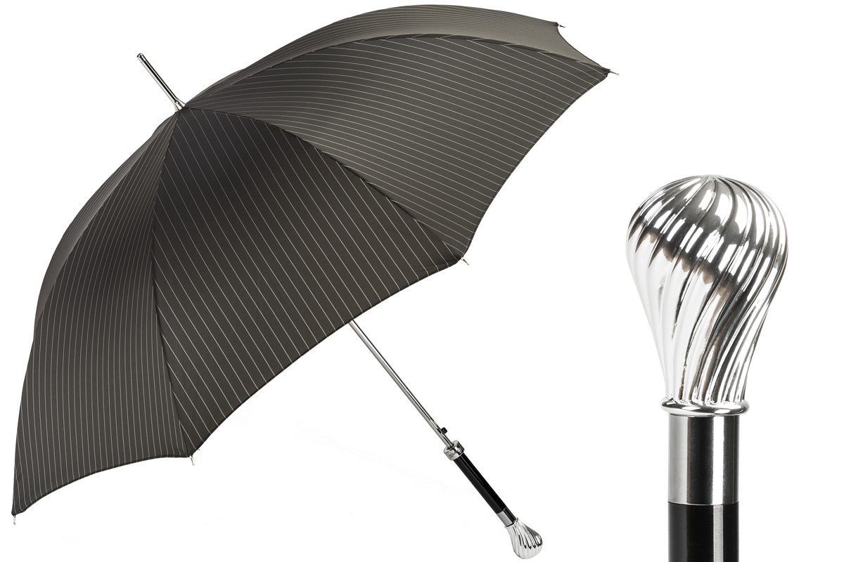 Classic Umbrella – Handmade Italian Rain Umbrella with Silver Knob Handle
