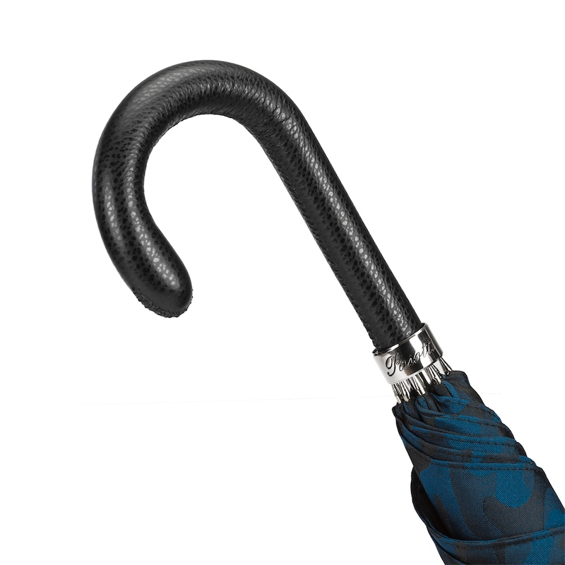 Camouflage Navy Umbrella – Handmade Italian Luxury with Leather Handle & Automatic Opening