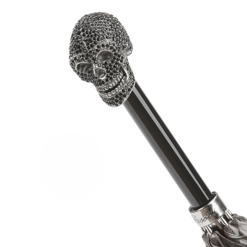 Camouflage Umbrella – Handmade in Italy | Black Skull Handle with Swarovski Crystals