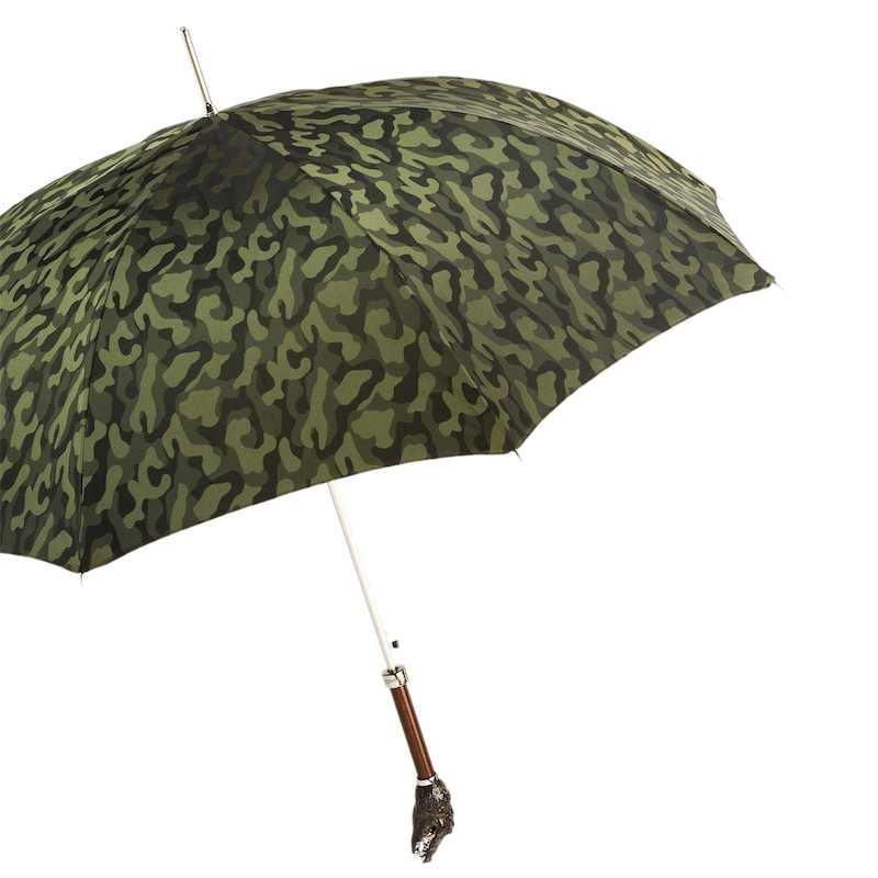 Camouflage Umbrella – Automatic Italian Handmade Umbrella with Crocodile Handle