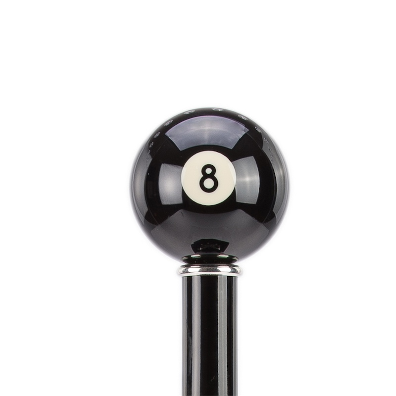 Luxury 8-Ball handle billiard pool umbrella by Pasotti, Italian handmade men's umbrella with automatic open feature.