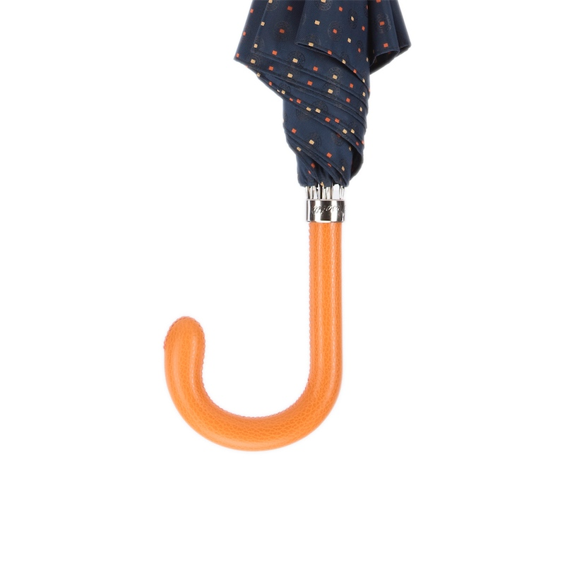 Automatic Tie Print Umbrella – Italian Handmade Leather Handle, Water-Resistant Canopy