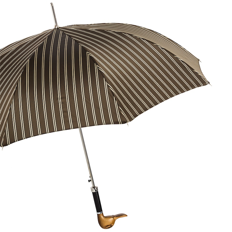 Hand Carved Duck Umbrella – Italian Handmade Automatic Open Wooden Handle