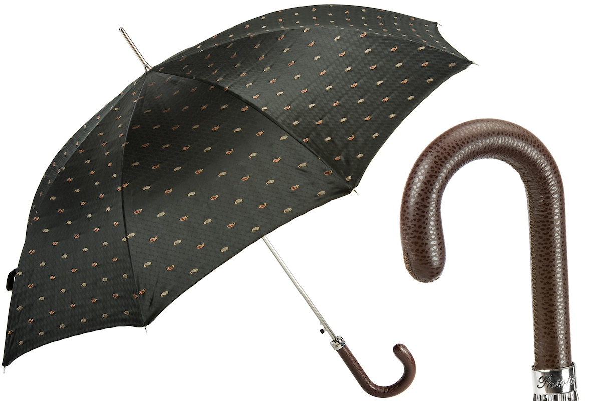 Italian Leather Umbrella – Handmade Luxury Rain Gear with Genuine Leather Handle