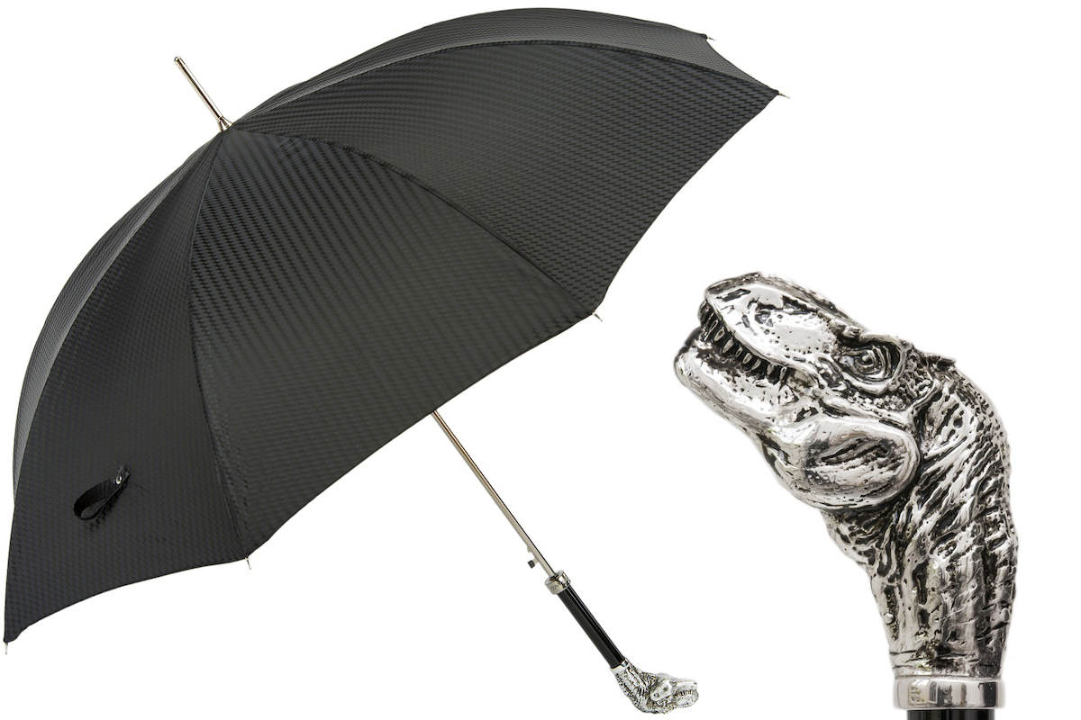 Luxury T-Rex Umbrella – Handmade Italian Brass Handle, Automatic Open Rain Gear