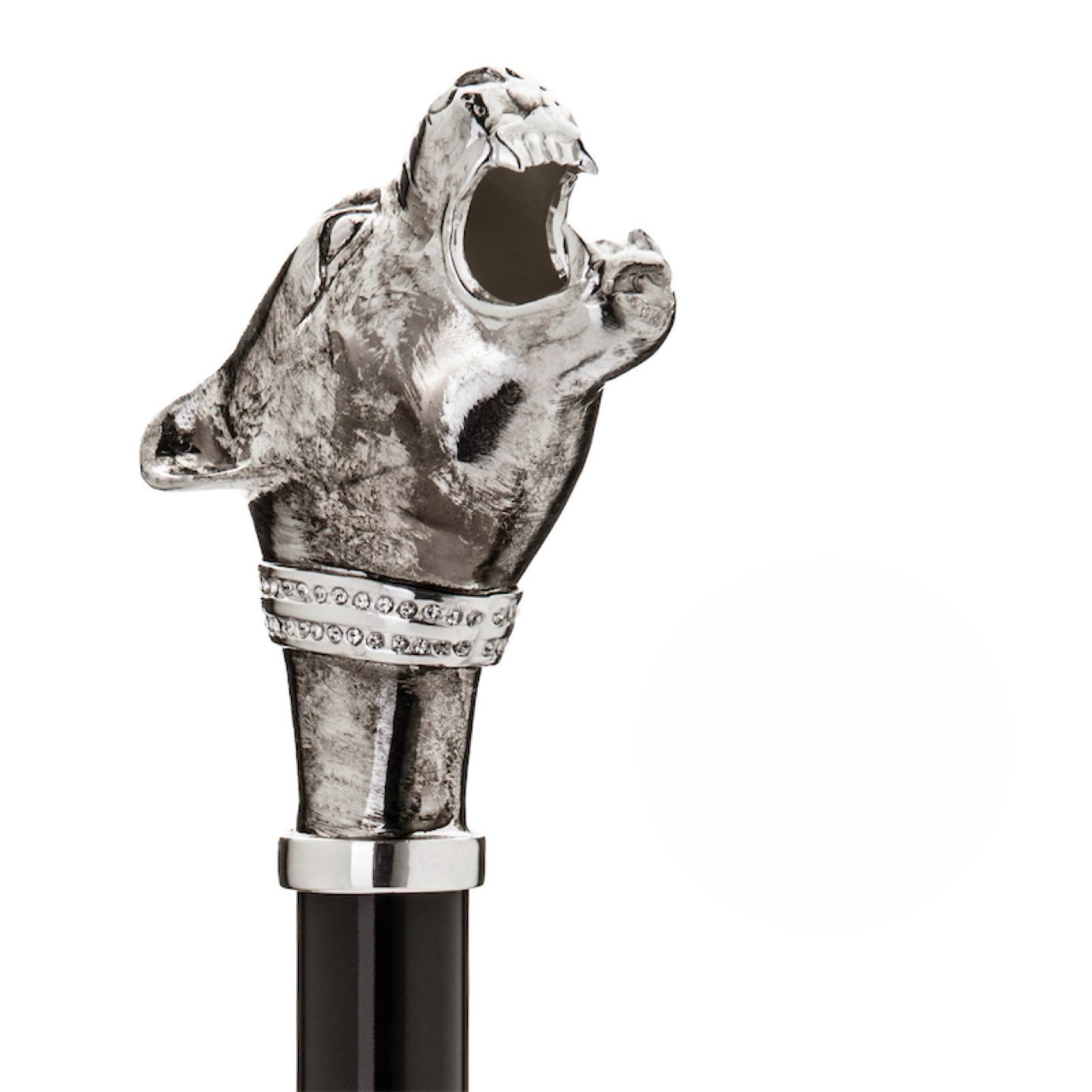 Vintage Panther Umbrella – Handmade Italian Brass Handle, Automatic Opening