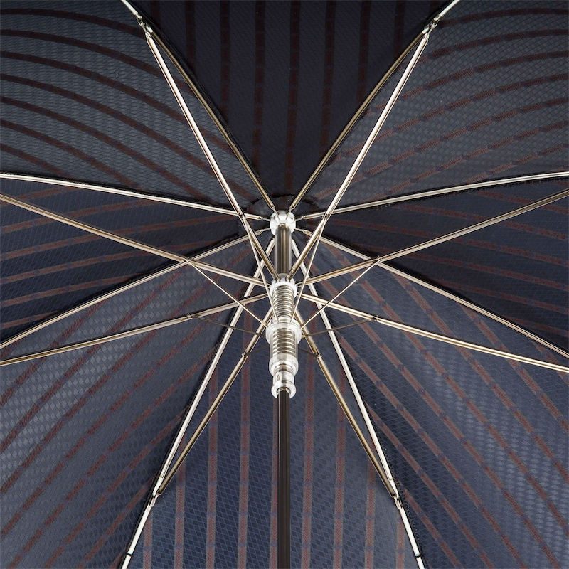 Gents Manual Umbrella – Handmade Italian Navy Leather Handle, Water-Resistant Canopy